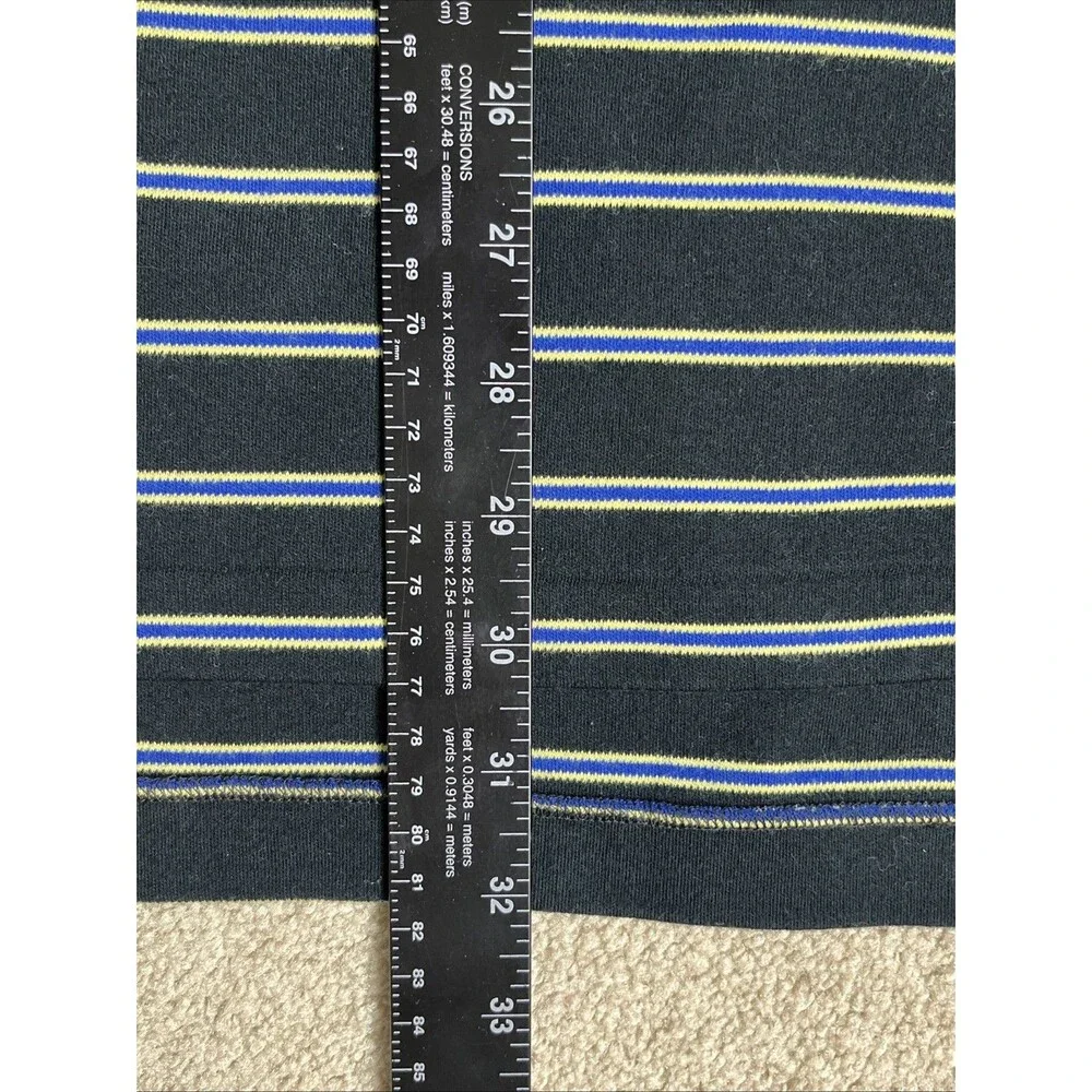 VTG 90s Y2K Polo Ralph Lauren Mens‎ XL Polo Shirt Black Yellow Striped Short Slv